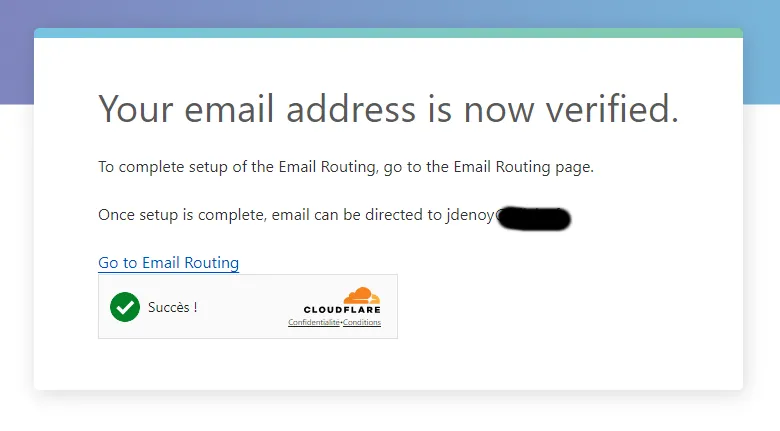 destination email verified