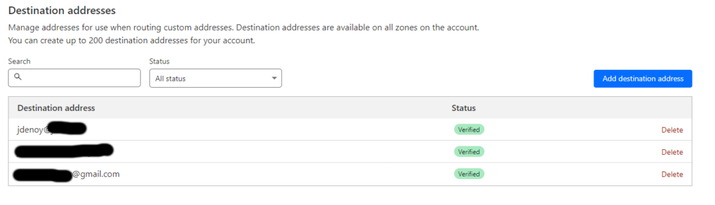 create custom destination address list